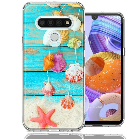 MUNDAZE For LG K51 Seashell Wind chimes Design Double Layer Phone Case Cover