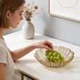 thumbnail image 4 of Tauxra Clear Gold Hammered PET Fruit Tray Stackable Snack Bowl For Living Room Coffee Table, 4 of 6