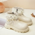 thumbnail image 4 of Eltusu Girls Ankle Boots, Slip on No Slip Warm Solid Color Winter Booties Shoes Beige Size 13(Little Kids), 4 of 6