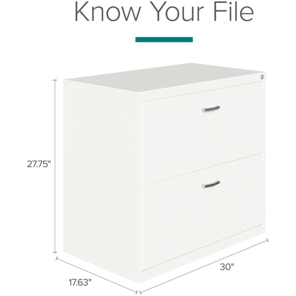 Maklaine Home Office Lateral Metal Filing Cabinet 30" Wide 2 Drawer White