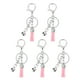 thumbnail image 1 of Llaveros de borlas Uxcell 5Pack, anillos de llavero con borlas de 4" y campana para llaves, billeteras y bolsos, rosa, 1 of 7
