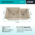 thumbnail image 3 of 32" x 19" Quartz Kitchen Sink, Double Bowl Sink, Drop-in Sink, Undermount Sink, Granite Kitchen Sink, Galaxy Beige Kitchen Sink, with Steel Grid, Basket Strainer and Flange Lexicon Platinum LP-4060-B, 3 of 10