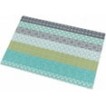thumbnail image 2 of Shag Bath Rugs Boho Ethnic Style Geometric Pattern Plush Soft Fluffy Doormat Floor Carpet,Non-Slip Living Room Bedroom Kitchen Entryway Door Mats Blue Teal Stripes Gradient, 2 of 6
