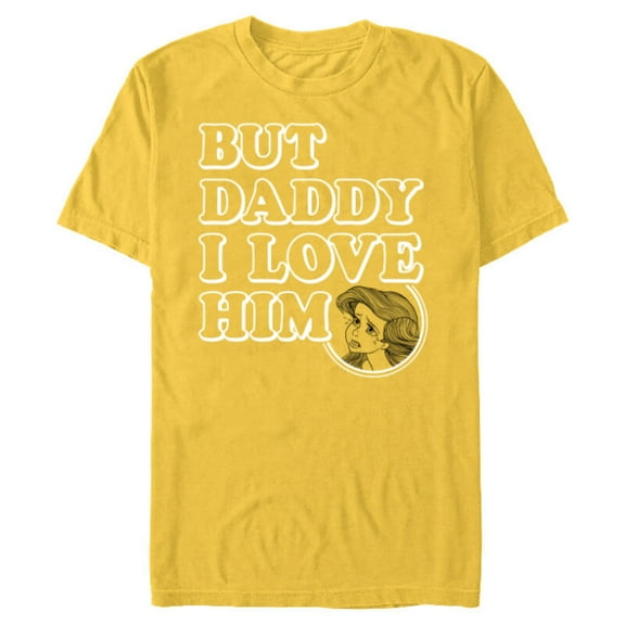 Disney Princess Ariel Tears But Daddy I Love Him - Short Sleeve Blended T-Shirt for Adults - Customized-Yellow