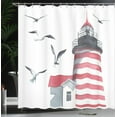 thumbnail image 4 of Ambesonne Lighthouse Shower Curtain, Seagulls Beach Sea, 69"Wx75"L, Red Grey White, 4 of 5