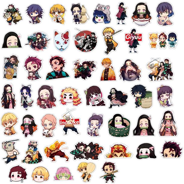 demon slayer stickers 50pcs japanese anime stickers waterproof durable stickers for laptops computers water bottles demon slayer walmart com