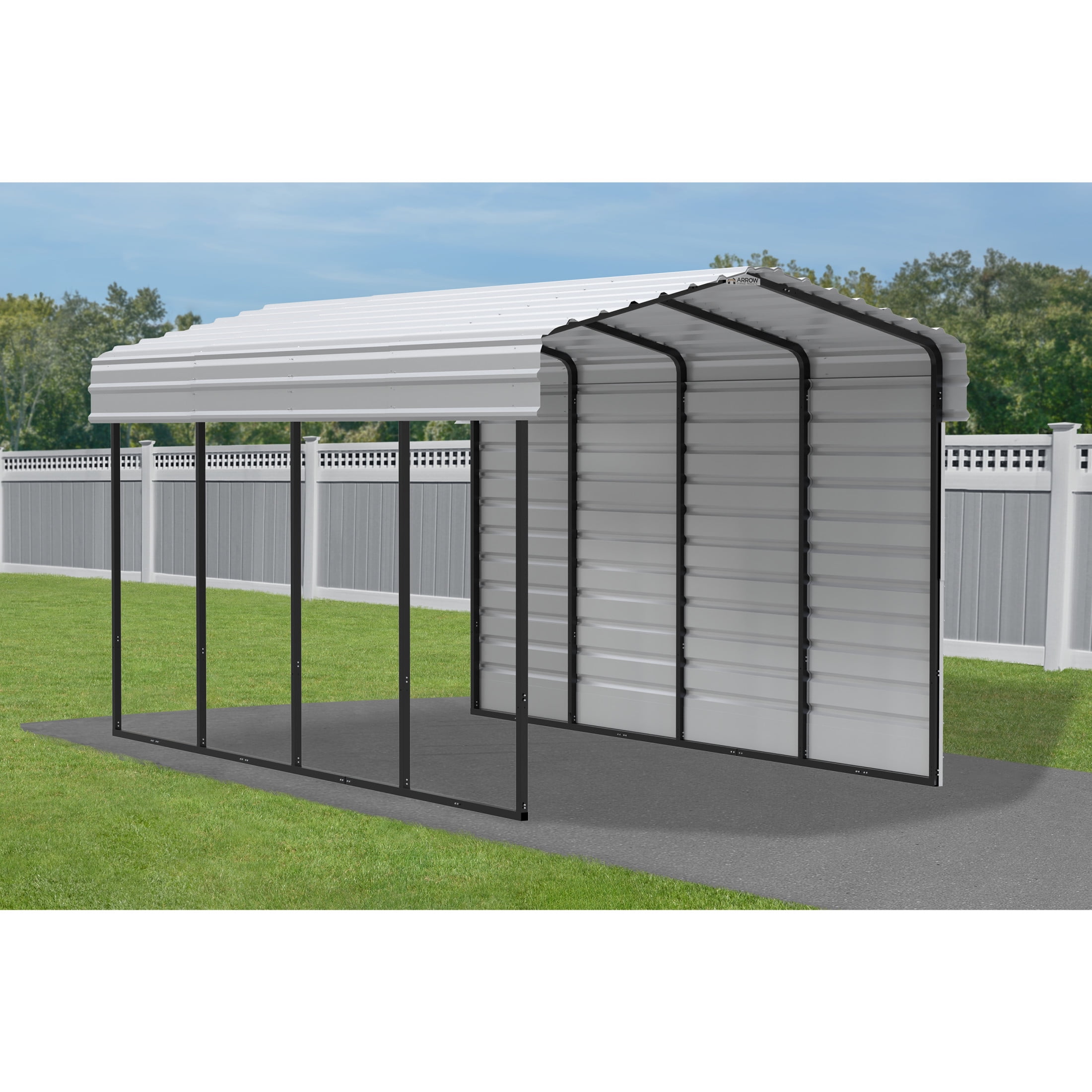Arrow 10 x 20 x 9 ft Eggshell Carport With 1 Side Wall Kit