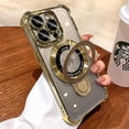 thumbnail image 7 of Compatible with iPhone 13 Pro Max Case for Metal Ring Kickstand,[Military Grade Drop Protection] Four Corners Shockproof Bling Durable Slim Stand Case for iPhone 13 Pro Max(Gold), 7 of 7