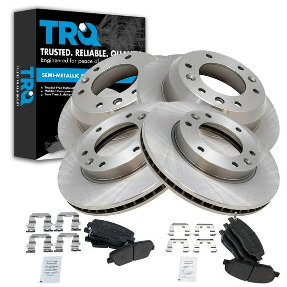 TRQ Front and Rear Brake Pad & Rotor Kit Brake Pads Brake Rotor Semi-Metallic Fits Select 2007-2008 Hyundai Entourage 2007-2012 Kia Sedona