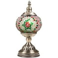thumbnail image 2 of Silver Fever Handcrafted Mosaic Turkish Lamp Moroccan Glass Table Desk Bedside Light Bronze Base with E12 Bulb Christmas Color Snow Flakes, 2 of 6