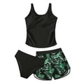 thumbnail image 4 of XAOFW Girl's Swimsuit Sets Sleeveless Solid Color Tops And Floral Shorts With Bottom Kids 3 Piece Swimwear Water Sports Soft Beachwear, 4 of 4
