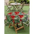 thumbnail image 3 of Outdoor Tablecloth with Umbrella Hole and Zipper, Red Christmas Tree Round Table Cloth 60 Inch Waterproof Tablecloth, Winter Watercolor Gold Snowflakes Picnic Table Cover for Patio Camping, 3 of 7