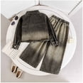 thumbnail image 4 of CYRBOKO Girls Denim Outfit Sets, Gradient Elastic Waist Long Sleeve Two-piece Outerwear and Jeans Black Size 5-6 T, 4 of 5