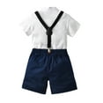 thumbnail image 2 of Genuiskids Baby Boys Summer Christening Suit Set 3Pcs Summer Suit Short-Sleeved T-Shirt + tie + Short Braces Boys Wedding Set Festive Suit Gentleman Clothing Set, 2 of 9