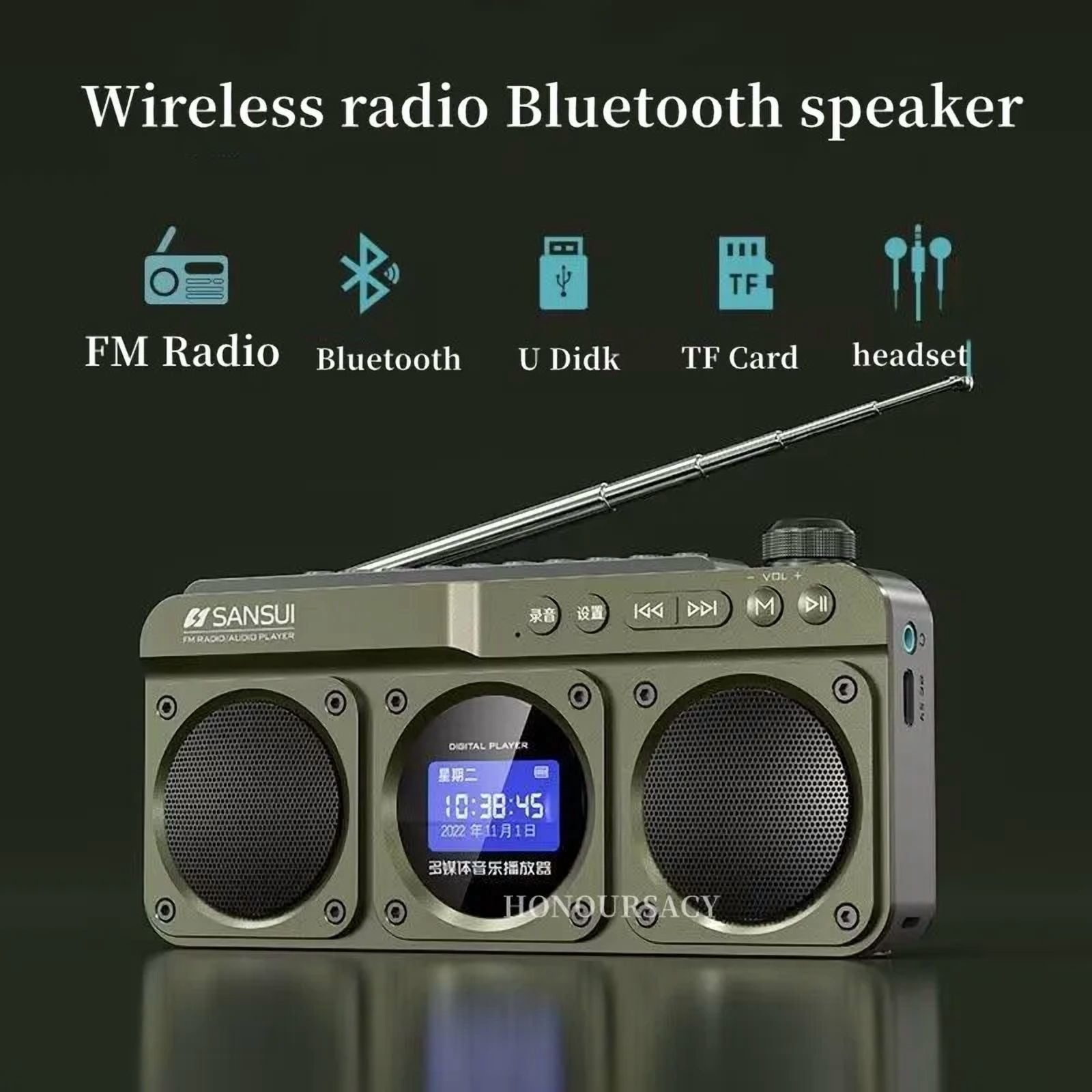 SANSUI F28 Mini Elderly FM Radio Outdoor Wireless Bluetooth