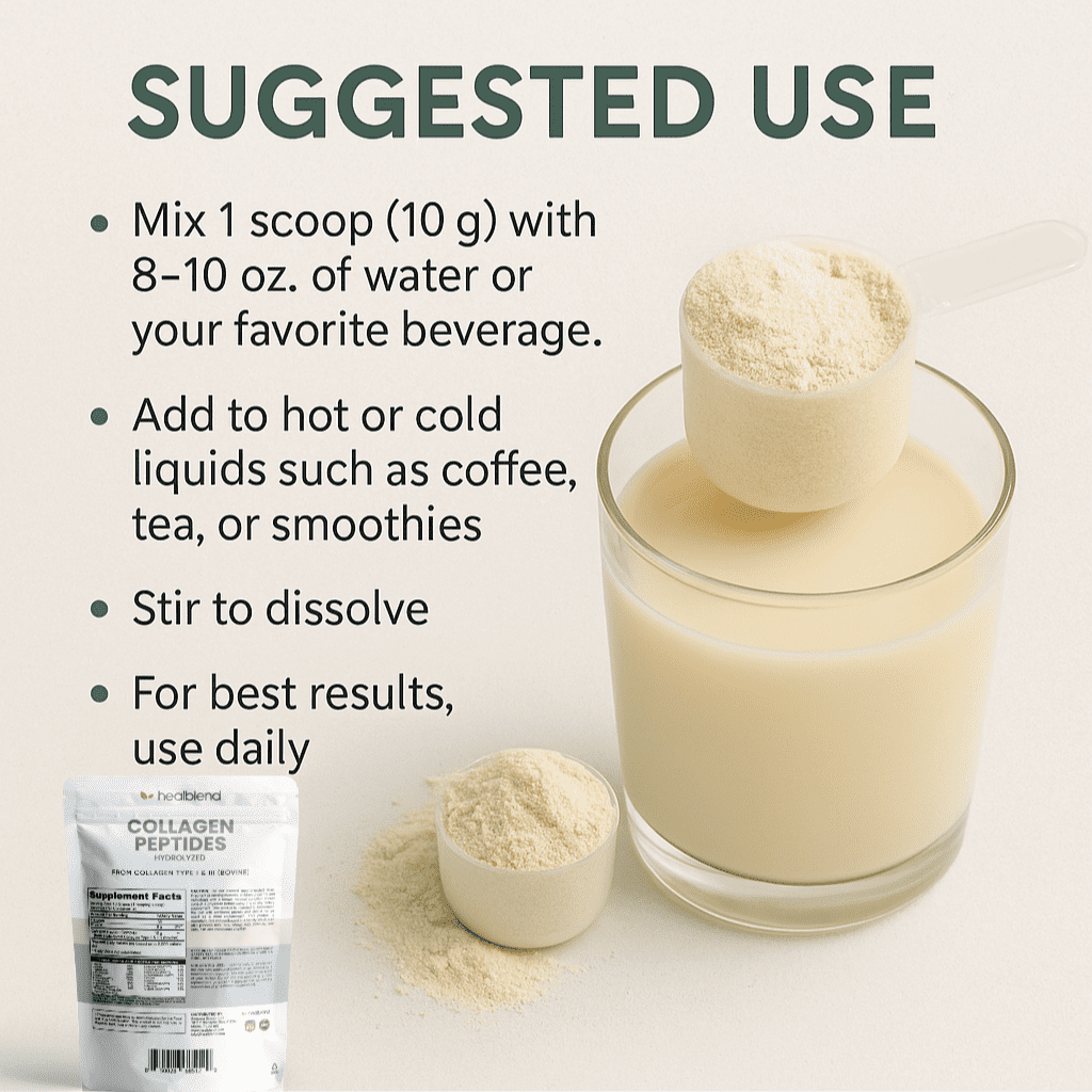 Healblend Collagen Peptides Powder, Hydrolyzed Collagen Powder Types I & III, Multi Collagen Protein Powder Supplement, Easy to Mix Drink 2-Pack