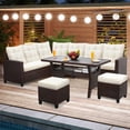 thumbnail image 2 of LOGYAT 6 Piece All Weather Outdoor Sectional Set, with 2 Sofas, 2 Ottomans with 1 Table, Patio Conversation Furniture for Deck, Garden, Brown Wicker and Beige Cushions, 2 of 5