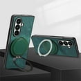 thumbnail image 4 of ELEHOLD Case for Samsung Galaxy Z Fold 4, Shockproof Leather Phone Case with Ring Stand, Raised Edge Protection and Car Mount Compatibility,Green, 4 of 11