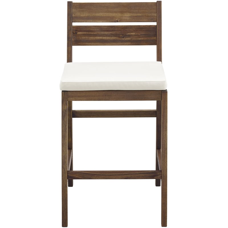 Solid Acacia Wood Counter Height Stools in Dark Brown (Set of 2)