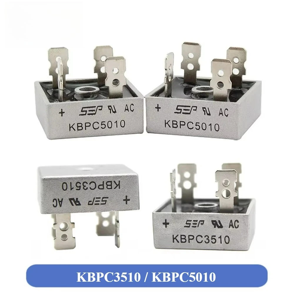 2PCS Rectifier KBPC3510 35A KBPC5010 50A 1000V Bridge Rectifier Kit High Power Diodes for AC/DC Conversion Electronic Components