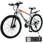 ARTUDATECH Mountain Bike 27.5 Inch for Adult, 27-Speed Dual Suspension High-Carbon Steel MTB Bicycle, Dual Disc Brake Bikes for Men Women, Silver