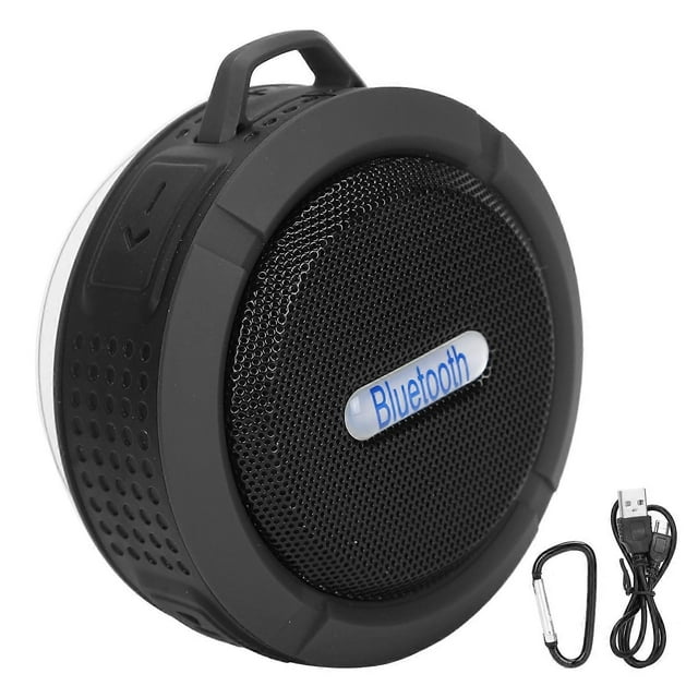 Enceinte Bluetooth C6 avec mousqueton à ventouse et mini caisson de basses étanche pour sports de plein air (gris foncé)