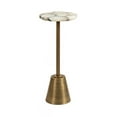 thumbnail image 4 of Kate and Laurel Tira Elegant Wavy Round Drink Table, 10 x 10 x 24, Natural Agate and Antique Brass, Vintage Scalloped Circular Mini Table with One-of-a-Kind Stone Tabletop for Indoor Plant Stand, 4 of 8