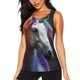 thumbnail image 1 of Balery Colorful Haired White Horse Camiseta sin mangas estampada ligera para mujer, tops de entrenamiento sin mangas, camisetas de yoga transpirables de secado rápido.-Small, 1 of 7