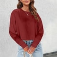 thumbnail image 2 of SNKSDGM Chemise Noire à Manches Longues Femme Ajustée Hauts d'Entraînement à Manches Longues pour Femmes Grande Taille Mode Femme Décontracté Uni Col Rond T-Shirt Court à Manches Longues Haut m, 2 of 5