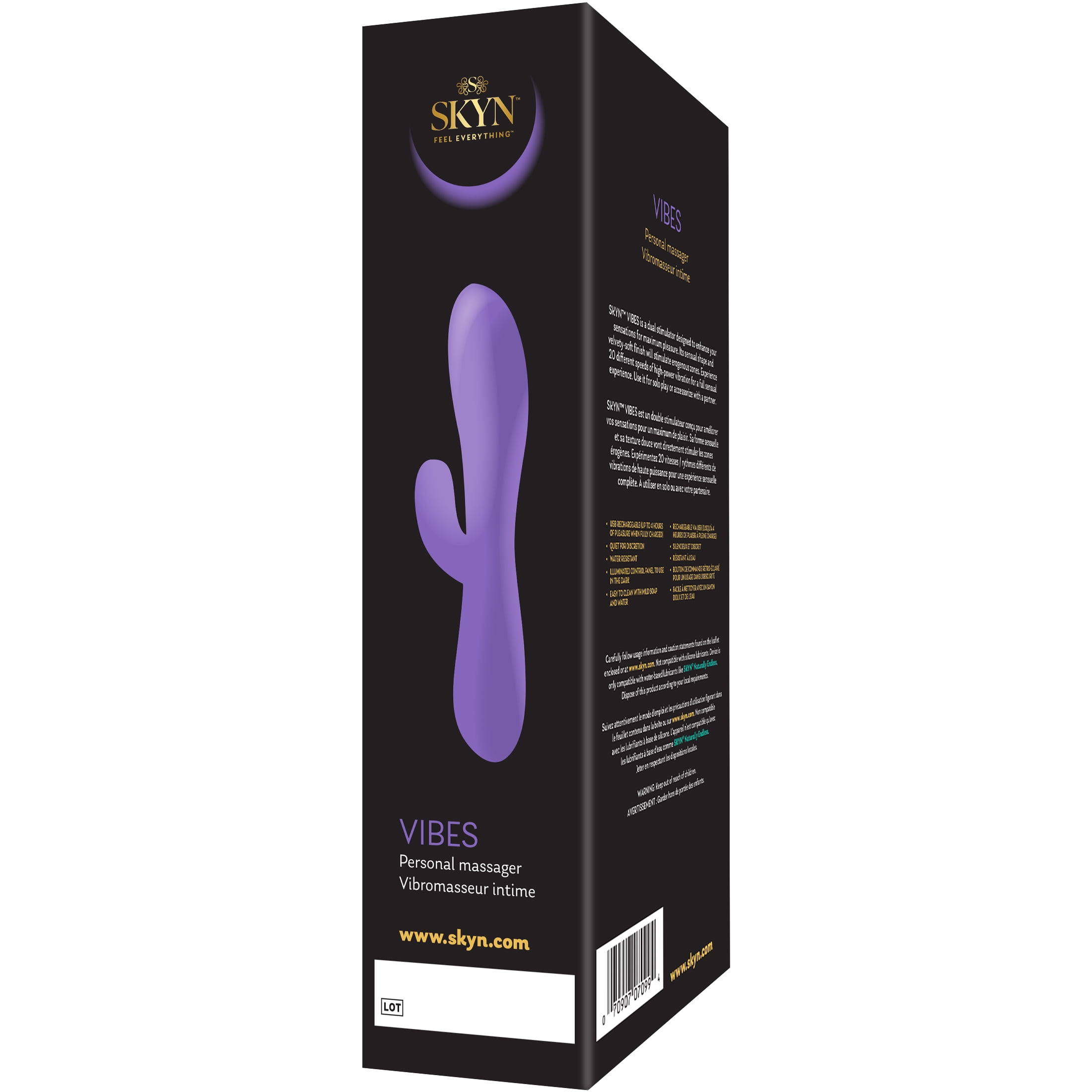 SKYN Vibes Personal Massage Wand Vibrator, 20 Speeds, Purple, 1 Count