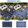 thumbnail image 5 of HIWEAVER Black/Blue 9'x 12' Outdoor Rug Garden Decor Floral Bordered Carpet Plastic Straw Waterproof Reversible Patio Area Rug for Balcony Deck Picnic Portable Camping Mat, 5 of 8