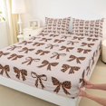thumbnail image 3 of Manfei Brown Bowtie Fitted Sheet Full,Fashion Bowknot Bed Set,3pcs,1 Fitted Sheet and 2 Pillowcases, 3 of 6
