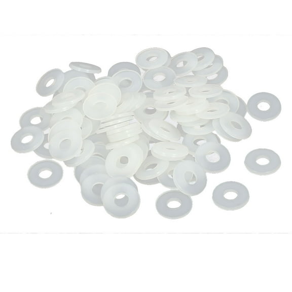 Unique Bargains VM4 x 10mm x 1mm Nylon Flat Washers Spacers Gaskets Fastener White 100Pcs