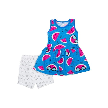 Little Star Organic Baby Toddler Girl Sleeveless Dress & Bike Shorts, 2pc Outfit