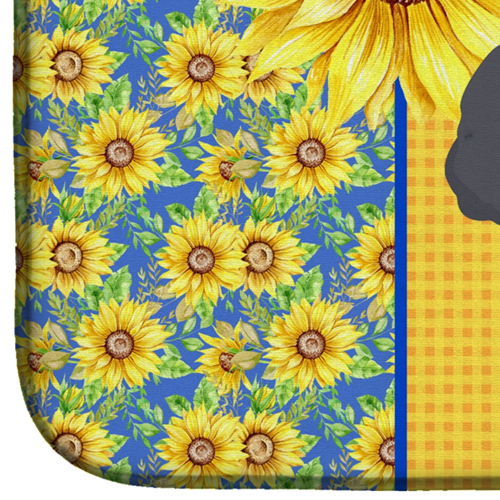 Carolines Treasures WDK5464DDM 21 x 14 in. Summer Sunflowers Toy Gray Poodle Dish Drying Mat