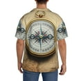thumbnail image 6 of Picia Magnetic Old Compass On World Map Men's Linen Shirts Short Sleeve Cuban Beach Shirts Casual Shirts Button Down Shirt for Men Beach Summer Wedding Shirt-Small, 6 of 7