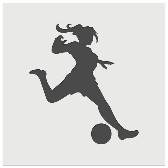 Soccer Player Woman Kicking Ball Association Football DIY Cookie Wall Craft Stencil - 5.5 Inch