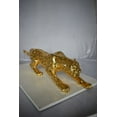 thumbnail image 3 of Gold Jaguar Resin Statue – Unique Modern Sculpture, Sleek & Stylish Decor Accent for Home, Office, or Gift for Contemporary Spaces & Art Lovers, 40”L x 7”W x 10”H, 3 of 13