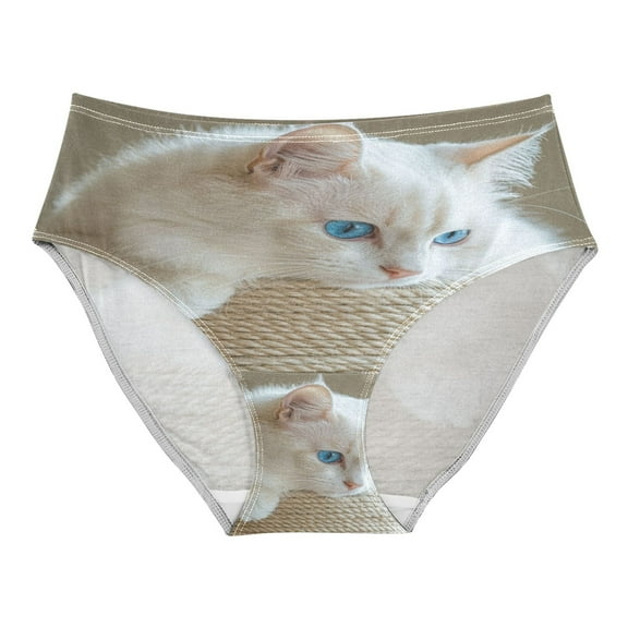 Women's Underwear White Cat with Blue Eyes Hipster Panties Underwear for women, X-Small