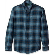 G.H. Bass & Co. Men's Fireside Flannels Long Sleeve Button Down Shirt, Blue Wing Teal, Large
