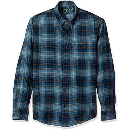 G.H. Bass & Co. Men's Fireside Flannels Long Sleeve Button Down Shirt, Blue Wing Teal, Large