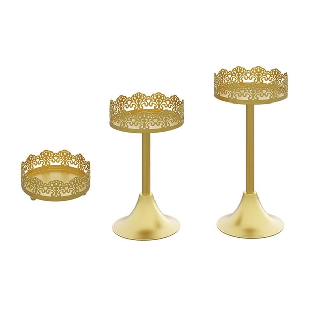 3 piezas Soporte para cupcakes Bandeja de postres Centro de mesa de metal Soporte para pasteles para Oro