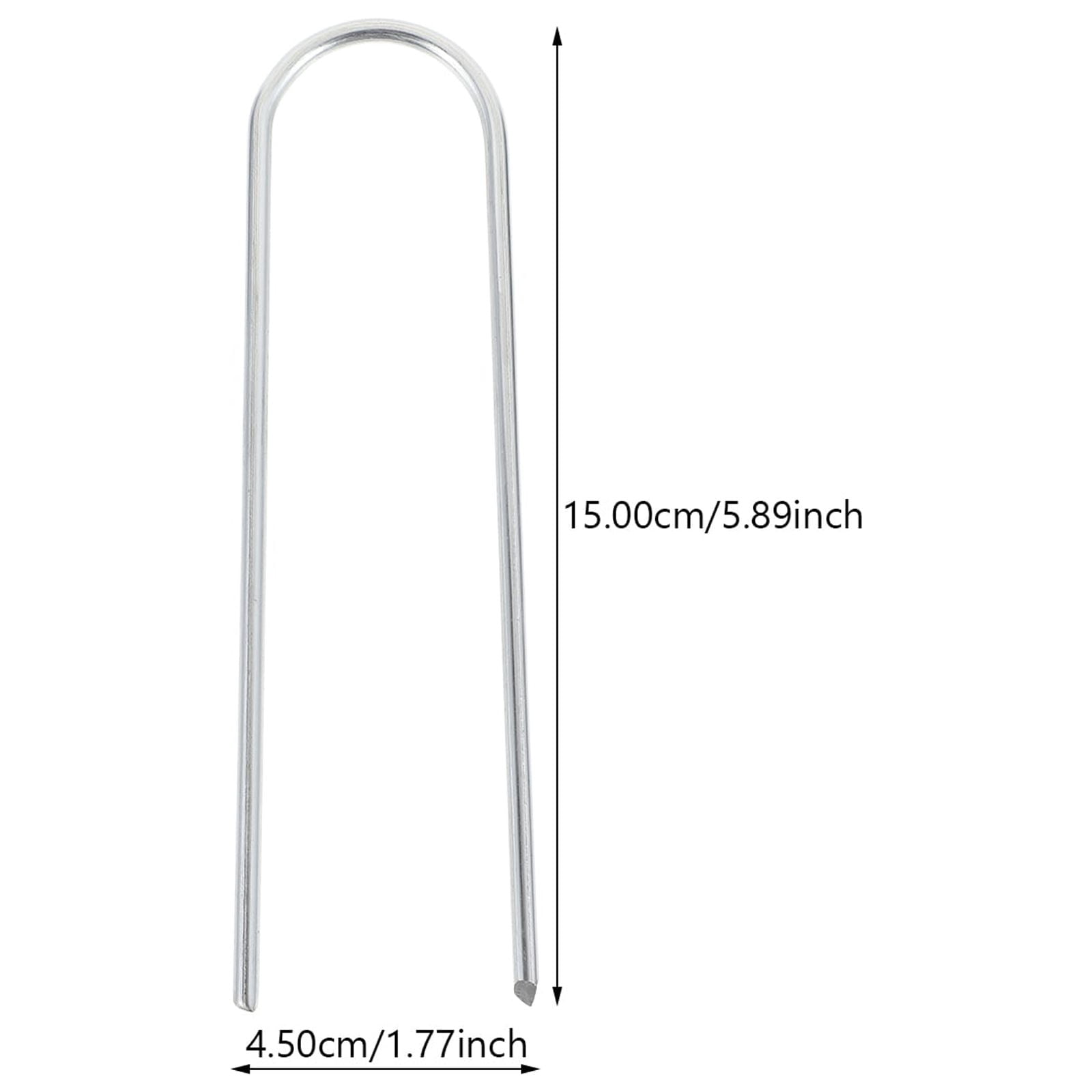 Mobutofu 50Pcs Silver U-shaped Metal Stakes For Ground Anchoring Tents And Canopies