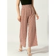 thumbnail image 3 of DARING DIVA Women's Printed Elastic Tie Waisted Wide Leg Long Pants L Caramel, 3 of 6