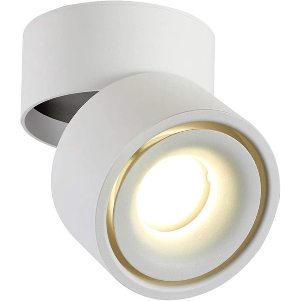 Foco de techo de 10W Foco empotrable LED, Ángulo del cuerpo de la lámpara ajustable, Luz de techo interior, 4000K Blanco natural, 10*10*10cm (Blanco+Blanco natural) esquí esquí Gafas de esquí