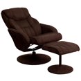 thumbnail image 2 of Contemporary Brown Microfiber Recliner and Ottoman with Circular Microfiber Wrapped Base, 2 of 7