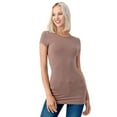 thumbnail image 4 of Simply Fashion Basic Crewneck Short Sleeve T-Shirts - Stretch Cotton Spandex,Mocha,Small, 4 of 5