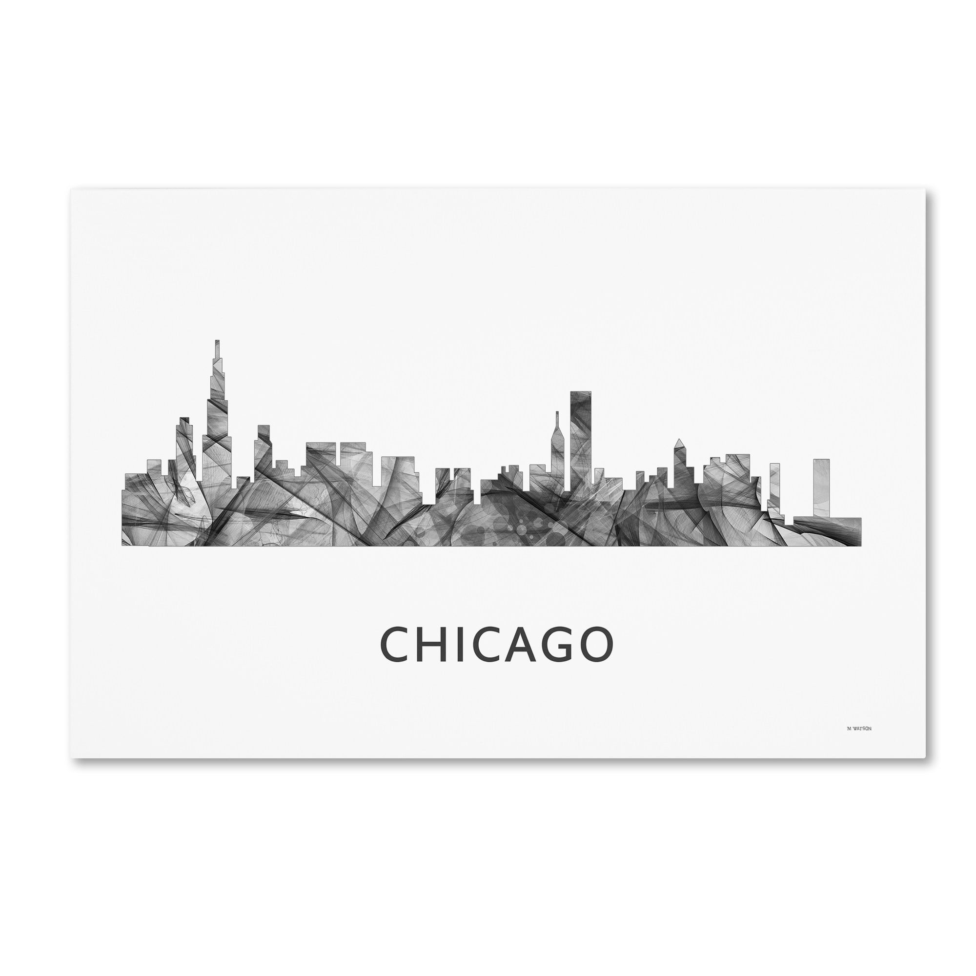Trademark Fine Art 'Chicago Illinois Skyline WB-BW' Canvas Art by Marlene Watson