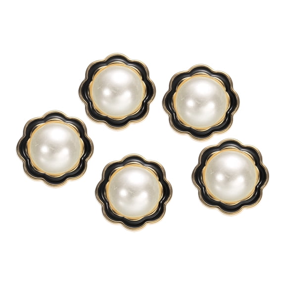 5pcs 40L Gold White Faux Pearl Buttons 25mm 1" Dia 0.61" Thick Plastic Round Sewing Button Replacement Craft Fastener for Coats Clothing DIY Crafts Style E