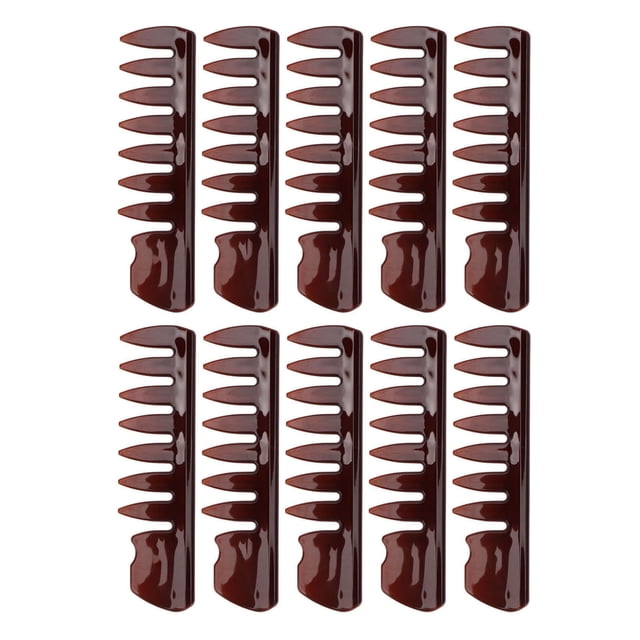 Styling Hair Comb, Professional Comb PS Material Rounded Edge Ergonomic Handle Wide Tooth 10 Pcs For Home Transparent Brown